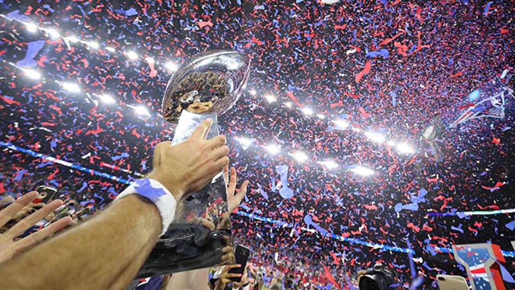 Super Bowl celebration with Lombardi Trophy