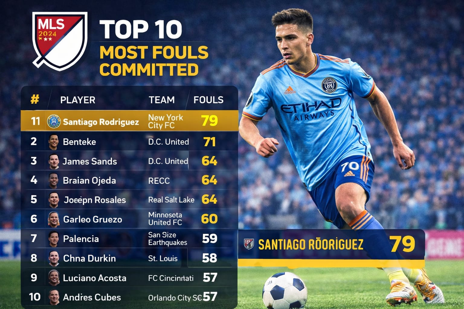 4A0AB022-87FA-4FF7-AADC-9A2BD9F7B06D Top 10 MLS Players With the Most Fouls Committed in 2024