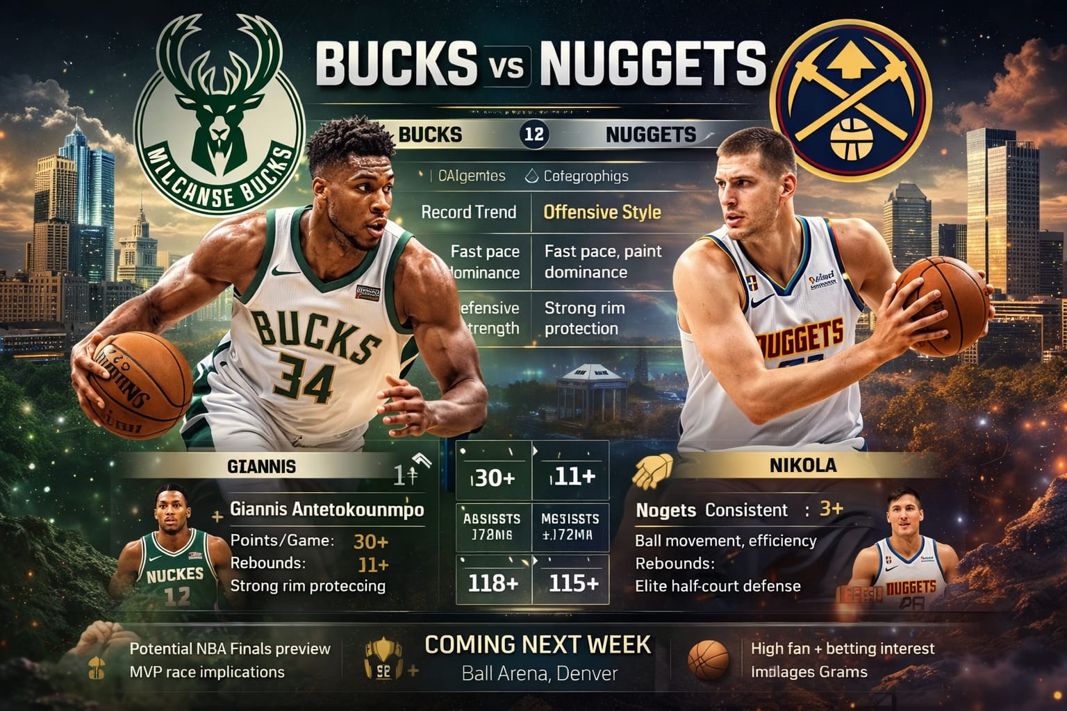 5DBB2800-FCE6-4F60-BE9F-B7B931C4AFCA NBA game preview infographic showing upcoming matchup, team records, key players, recent form, and game date in a high-quality horizontal graphic
