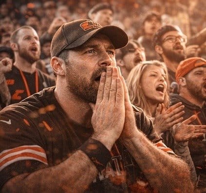Deshaun Watson sitting on the field after a game with declining performance chart symbolizing struggles with the Browns